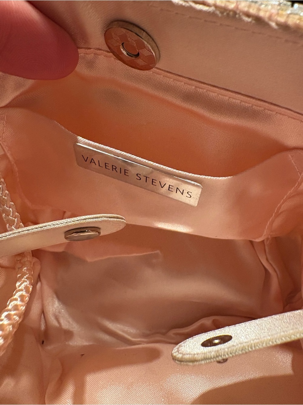 NWT Valerie Stevens Evening Pink Beaded Evening Bag Convertible Cord Strap - Picture 8 of 9